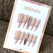 Blush Script - Pink Black Graphic Press-On Nails