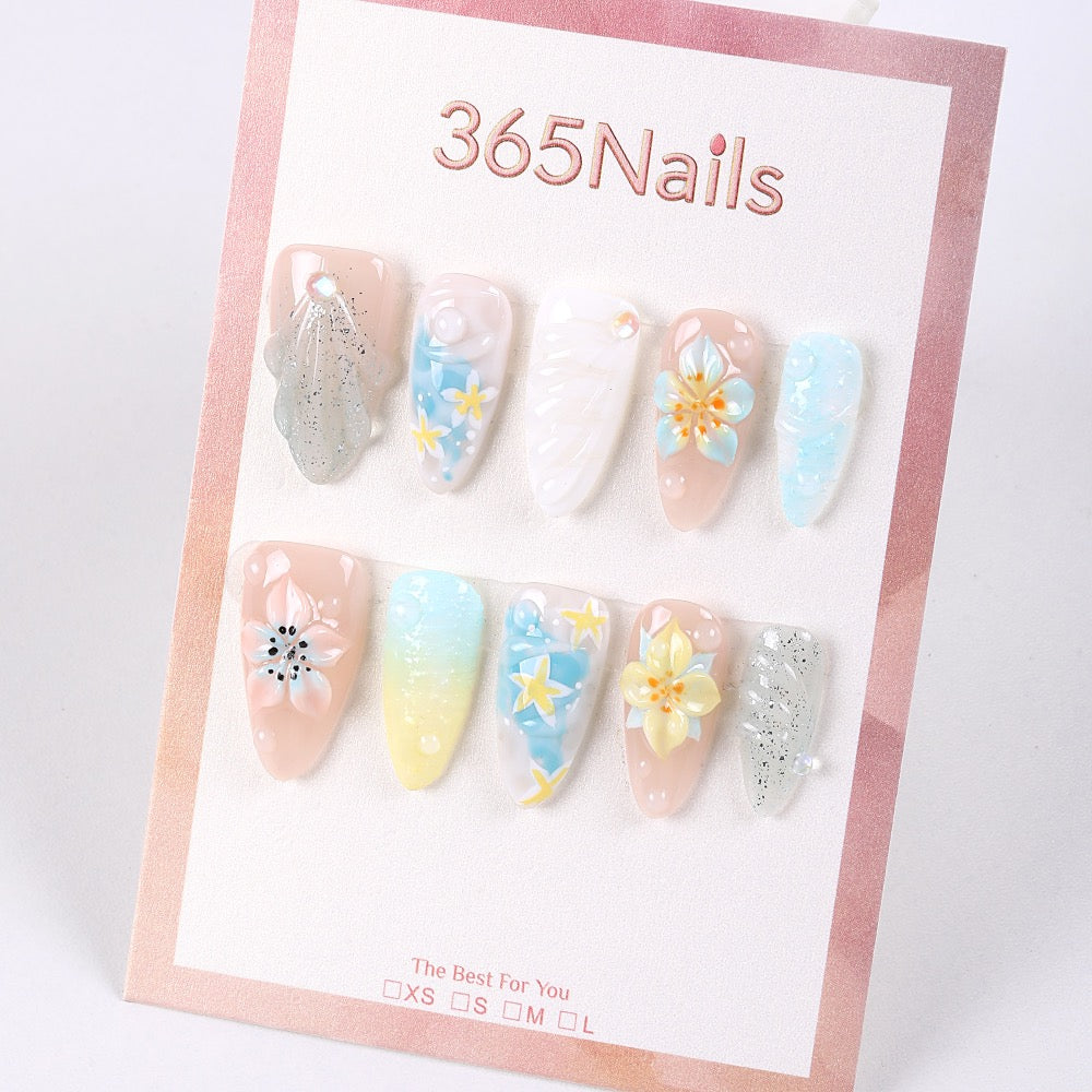 365Nails Sea Breeze Blossom 3D Press-On Nails