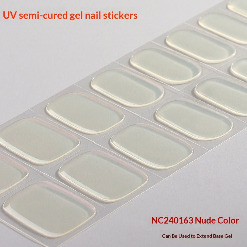 Semi-Cured Gel Nail Strips French Gradient Glitter Glossy Design(MOQ=3)