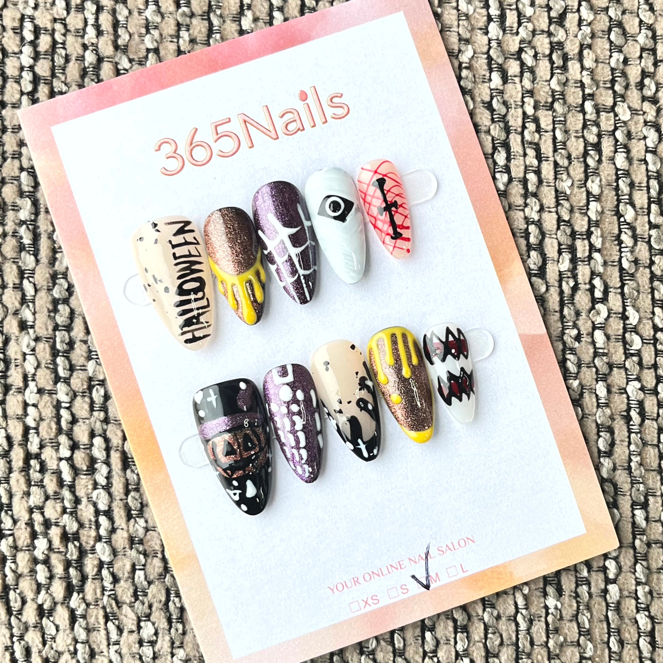 365nails: "Midnight Macabre" – 3D Horror Art Handmade Stiletto Nails
