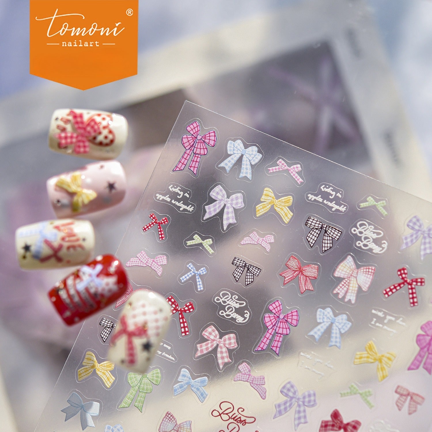 Pastel Plaid Bow – Kawaii Cute Nail Art Set