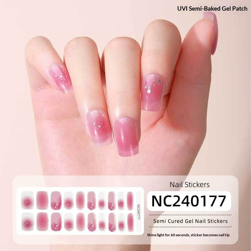 Semi-Cured Gel Nail Strips Foil Laser Gold Shimmer Glossy Set (MOQ=3)
