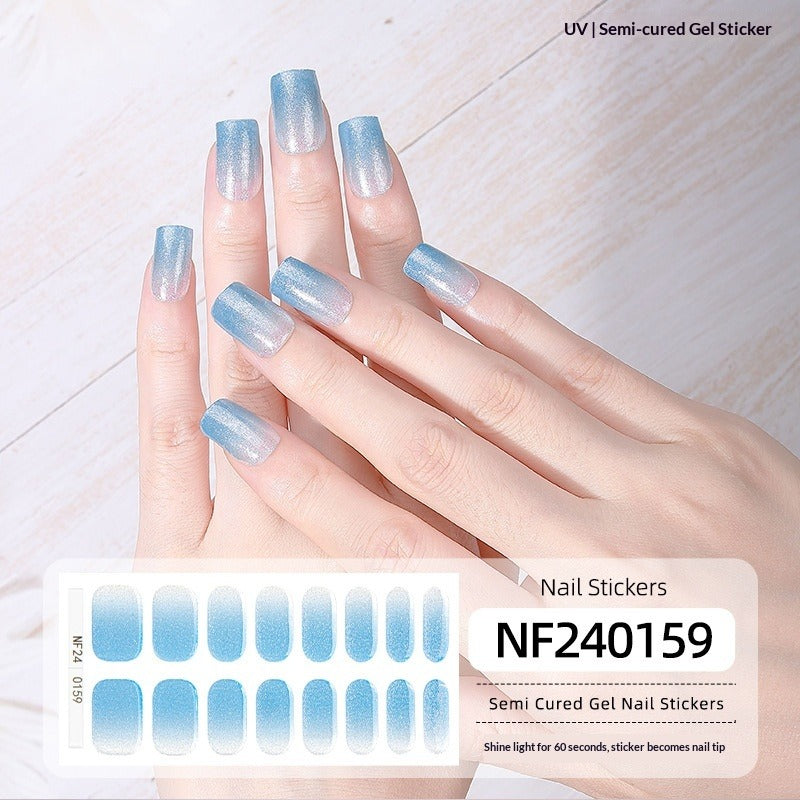 Semi-Cured Gel Nail Strips Christmas Snowflake Festive Glossy Design (MOQ=3)