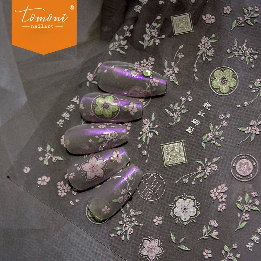 Peach Blossom & Jade – Chinese Style Nail Art Accent Set