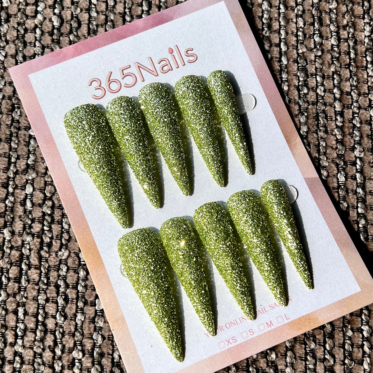 Lime Stardust - Green Fine Glitter Stiletto Press-On Nails | Starry Glitter Series