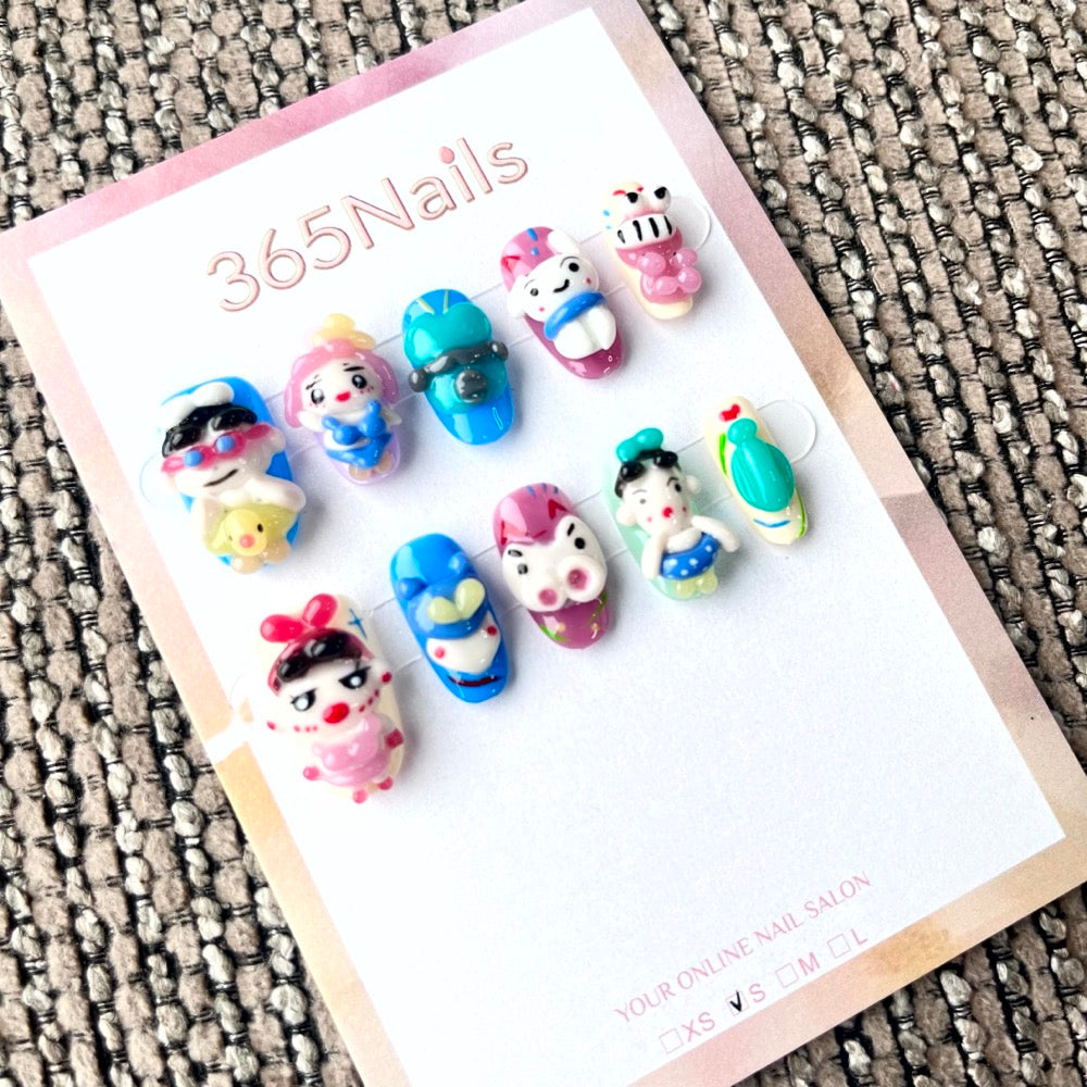 365nails: "Dollhouse Dreams" – 3D Character Short Square Nails