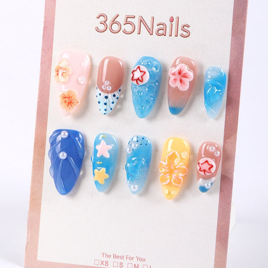 365Nails Island Jelly Blooms & Star-Sand Press-On Nails