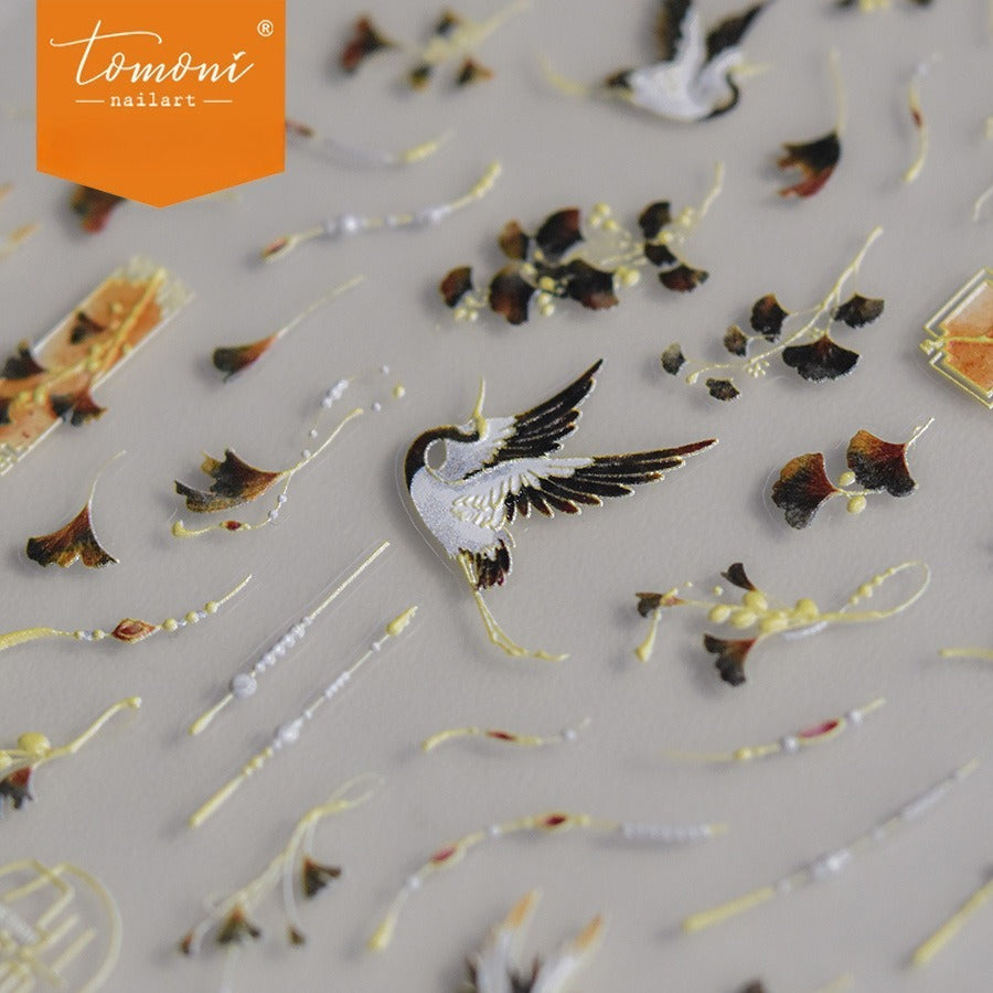 Crane & Ancient Relics – 3D Embossed Chinese Style Nail Art Set