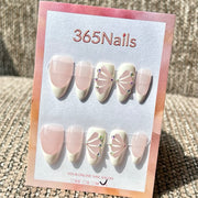 365nails: "Aurora Fan French" – 수제 미디엄 스틸레토형 프레스온 네일