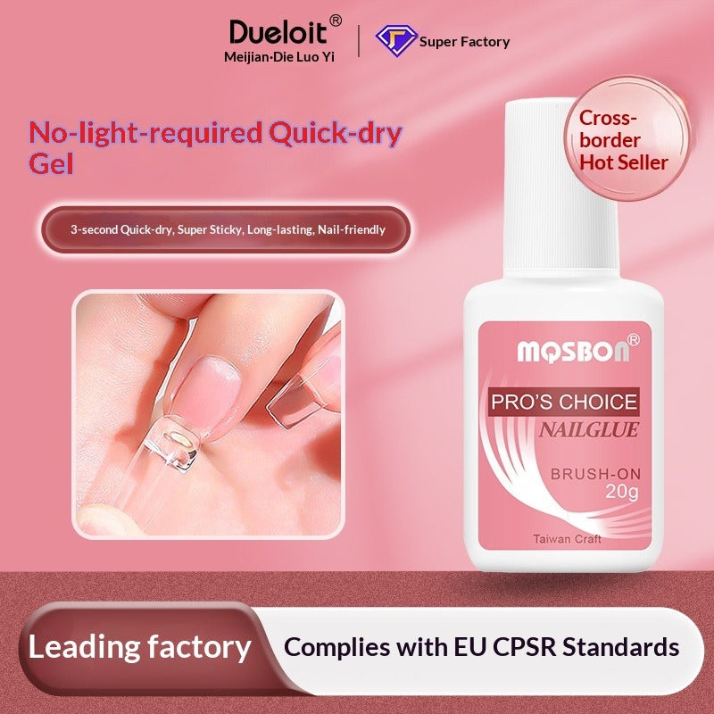 MOSBON PRO'S CHOICE No-Light Quick-Dry Nail Glue for Press-Ons 3-Sec Strong & Nail-Friendly