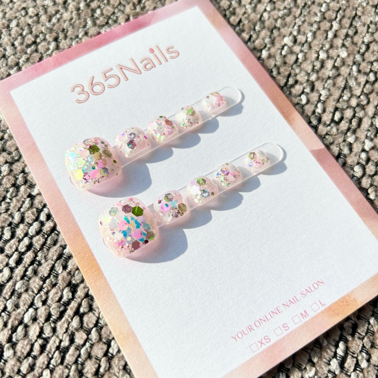 365nails: "粉彩仙子亮片" – 手工製穿戴足甲
