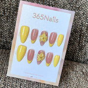Sunlit Dahlia - Yellow 3D Flower Press-On Nails