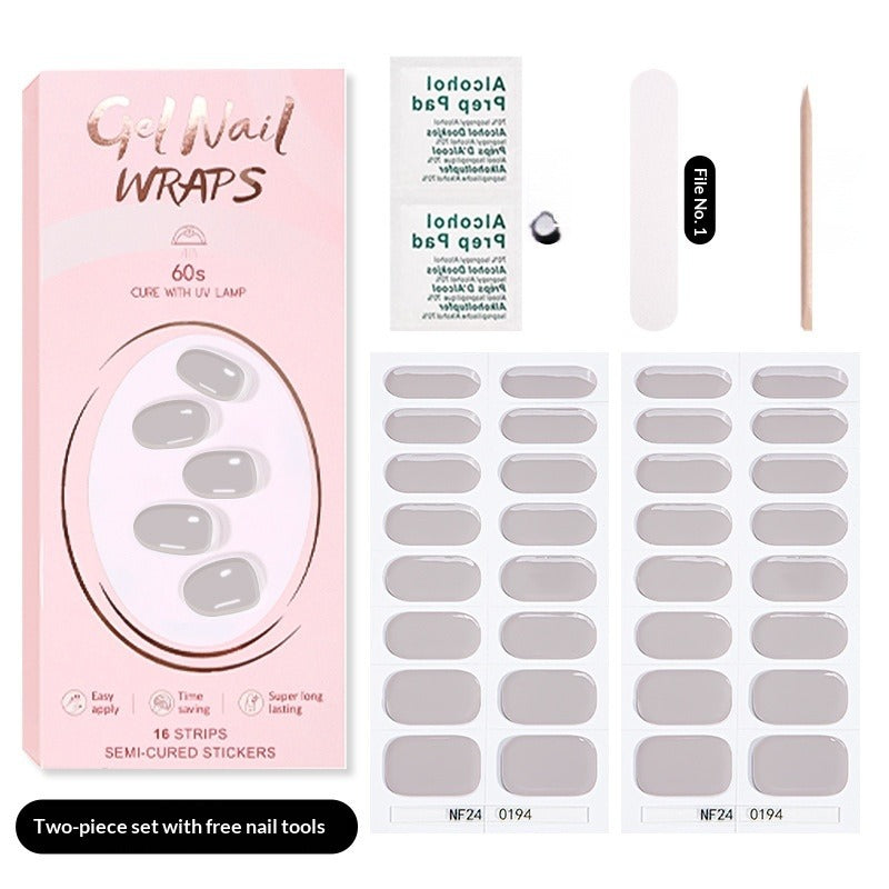 Semi-Cured Gel Nail Strips Pure Solid Glitter Glossy Design (MOQ=3)