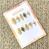 365nails: "Royal Sapphire Cameo" – Antique Gold & Blue Gem Handmade Almond Nails