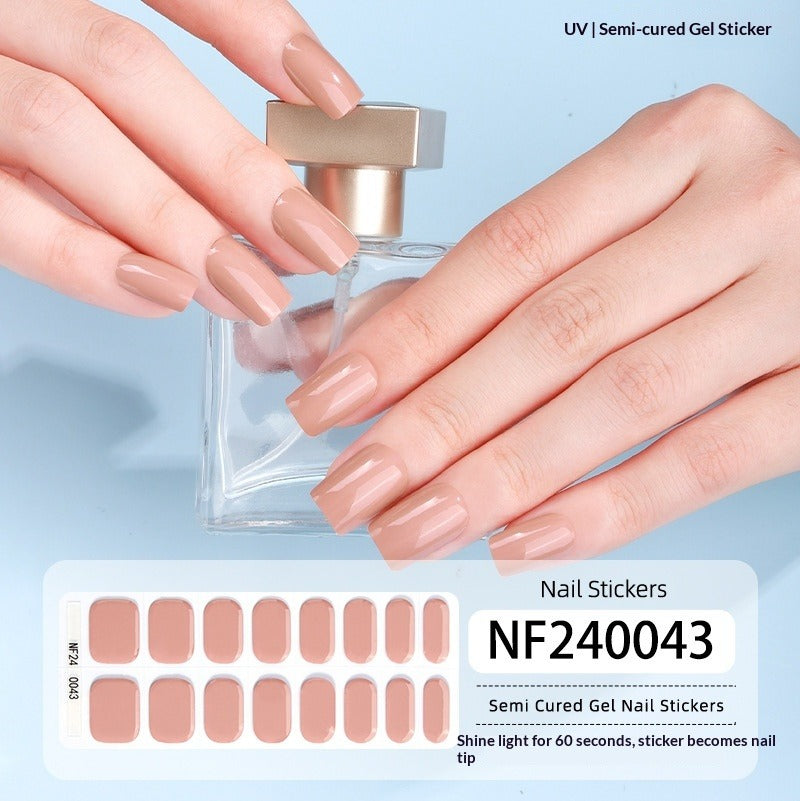 Semi-Cured Gel Nail Strips Minimal Solid Color Glossy Design (MOQ=3)