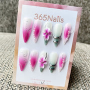 365nails: "Miragem de Orquídea" – Unhas Stiletto 3D Florais Artesanais