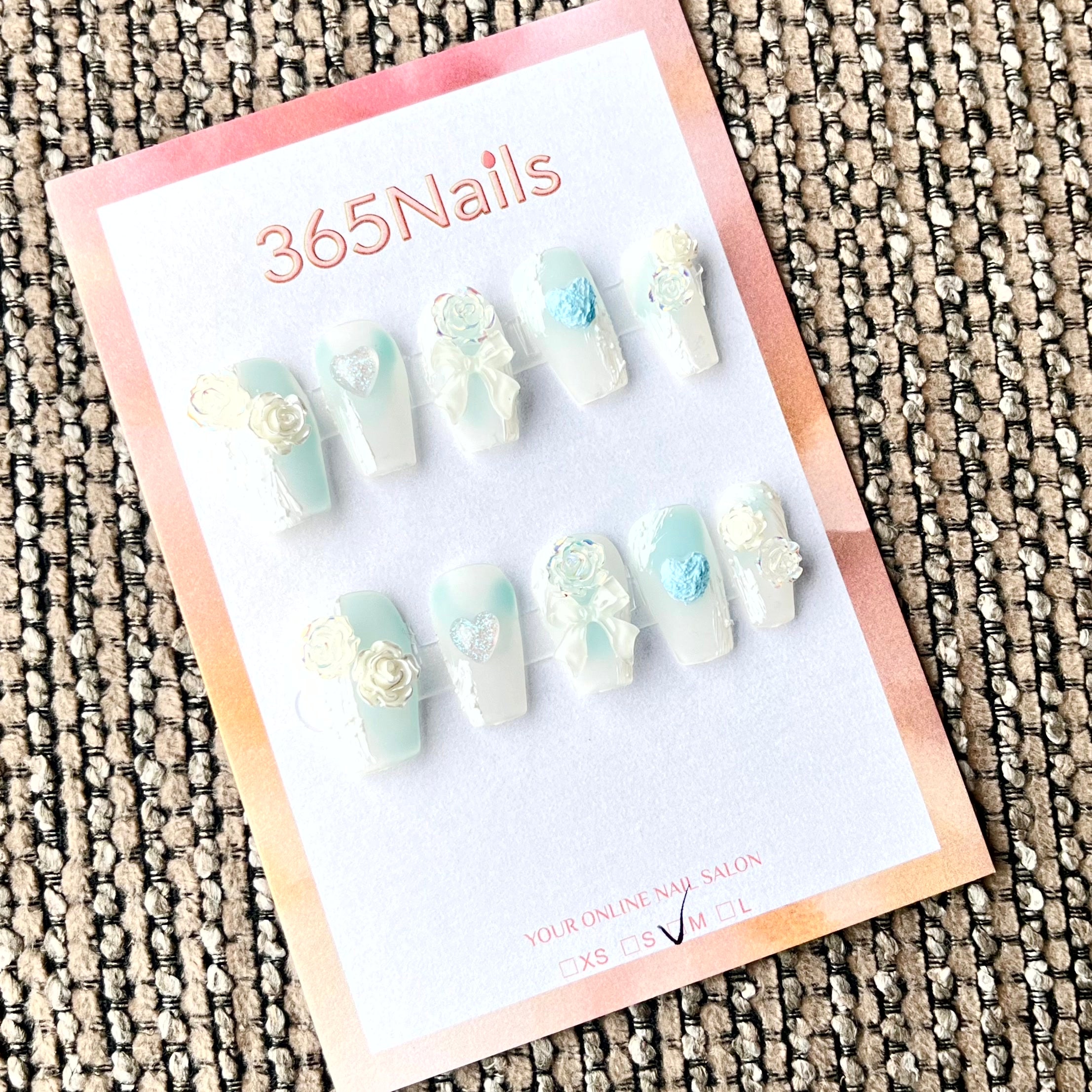 365nails: "Ethereal Bloom" – 3D Floral Handmade Almond Nails