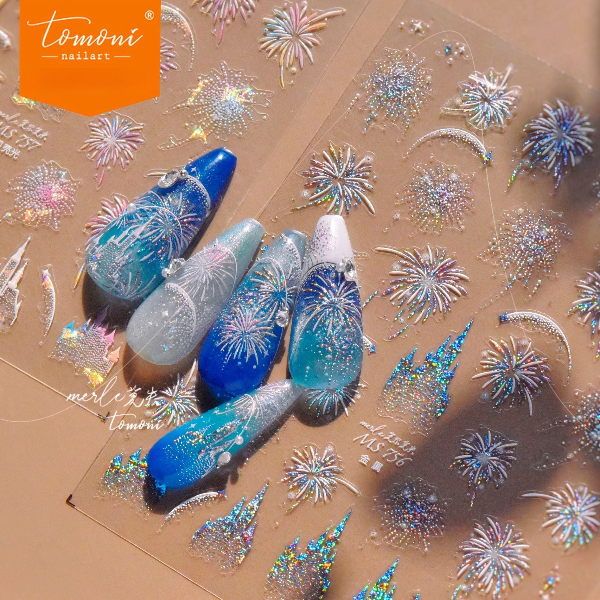Shell Light Firework Castle Collection: "Dreamy Shell Light Firework Castle" – 3D Embossed Nail Sticker