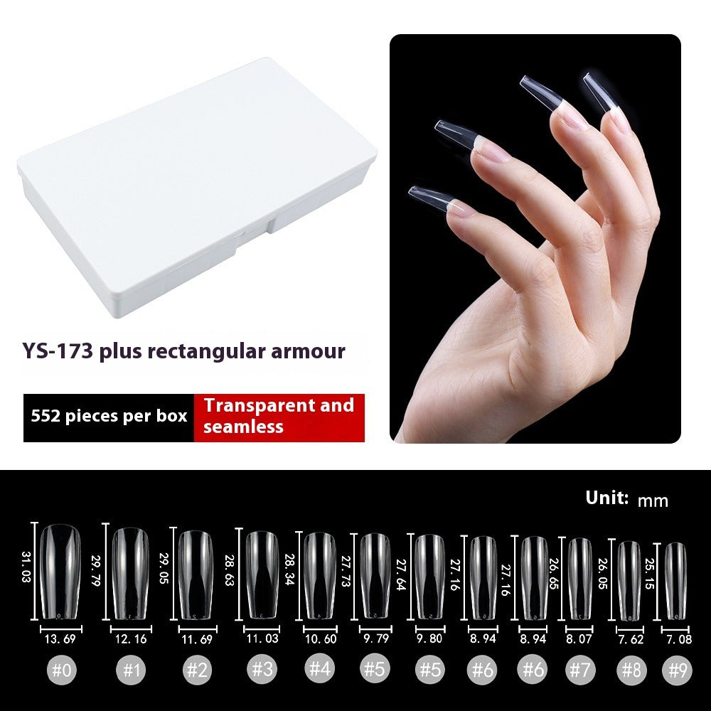 Nail Tips The nail piece is transparent, plus a rectangular 550 pieces, and the boxed patch is fully pasted with non-marking flat head square head nail full size fake nails.