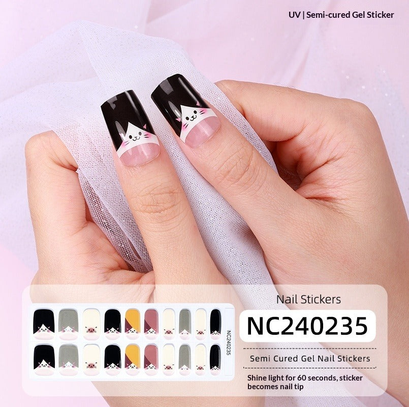Semi-Cured Gel Nail Strips Gradient French Soft Pink Glossy Set (MOQ=3)