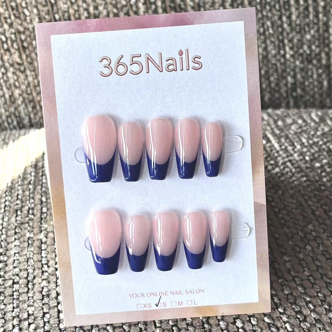 Handmade French patch manicure, multi-color and multi-reusable full coverage fake nail set