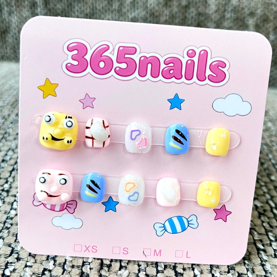 365nails: "Playful Pals" – 3D Character Handmade Short Square Nails