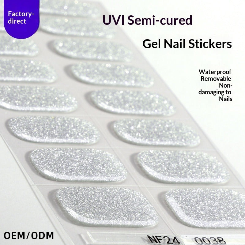 Semi-Cured Gel Nail Strips Solid Color Glossy Nude Burgundy Set (MOQ=3)
