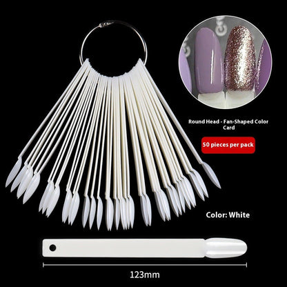 Nail Tips Nail polish practice fan color card, 50 transparent iron ring nail polish color plates in bags for  nail salons