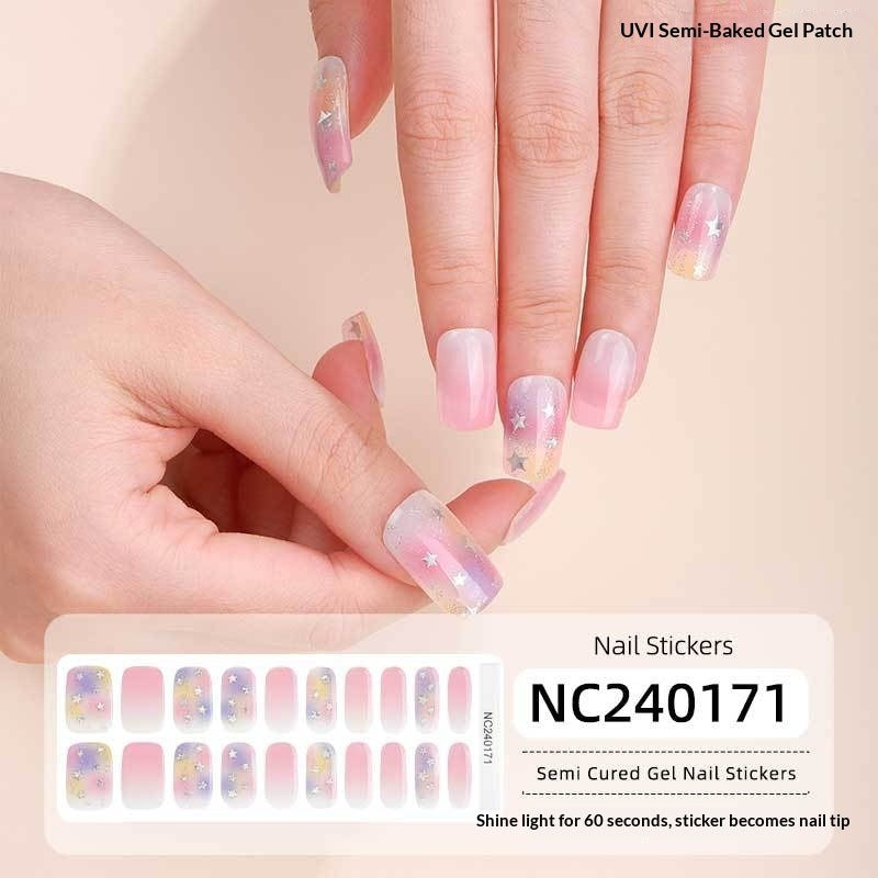 Semi-Cured Gel Nail Strips Foil Laser Gold Shimmer Glossy Set (MOQ=3)
