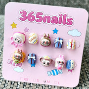 365nails: "Labubu's Toy Box" – 3D Character Handcrafted Sweet Short Square Nails