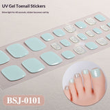 Semi-Cured Gel Nail Strips Toe Nails Pure Color Glitter Mismatch Glossy Set (MOQ=3)
