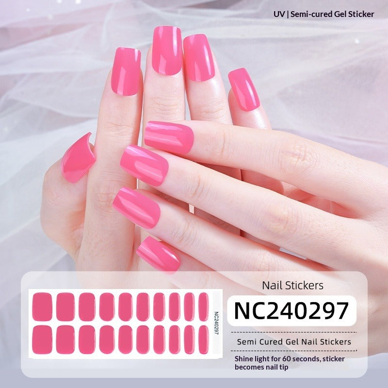 Semi-Cured Gel Nail Strips French Gradient Glitter Glossy Design(MOQ=3)
