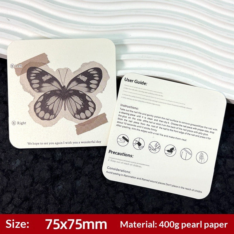 Gradient Pearl Butterfly Press On Nail Display Cards (MOQ=50)
