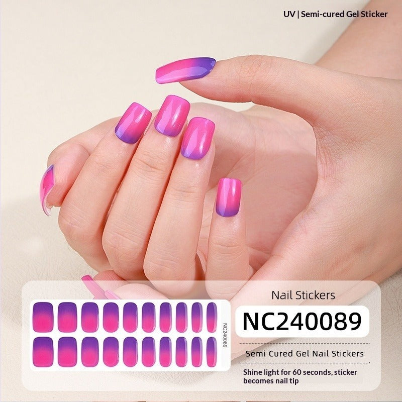 Semi-Cured Gel Nail Strips Sparkle Cat Eye Pearl Glossy Design (MOQ=3)