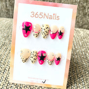 365nails: "Wild Star" – 3D 별 & 레오파드 프린트 수제 아몬드형 네일