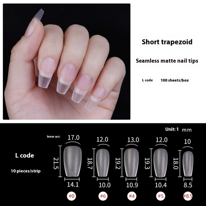 Nail Tips Sub-code nail pads, 100 pcs for press on nails pads, standard size wear-free full half stickers, matte trapezoidal square false nail pads
