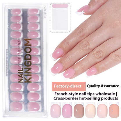 New press on nails French Ultra-thin Short Square False Nails 32 pieces Simple Removable Extension Patch Nail Art