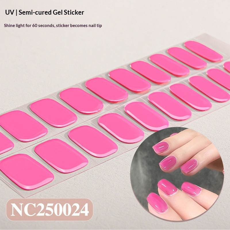 Semi-Cured Gel Nail Strips Solid Color Glossy Minimal Design (MOQ=3)