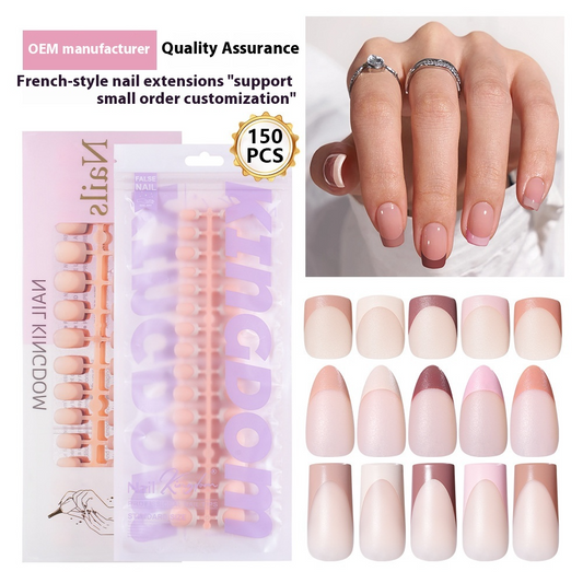 Nail Tips Wear armor  French five-color manicure fake nails, prefabricated nail seamless matte color nail patches 150 pieces