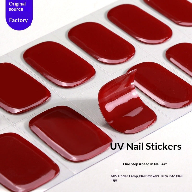 Semi-Cured Gel Nail Strips Minimal Solid Color Glossy Design (MOQ=3)