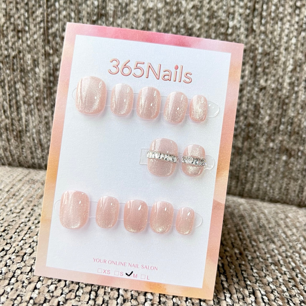 365nails「裸粉金砂與碎鑽」—手工製穿戴甲