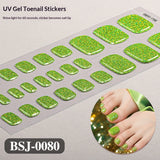 Semi-Cured Gel Nail Strips Toe Nails Pure Color Mismatch Glitter Glossy Set (MOQ=3)