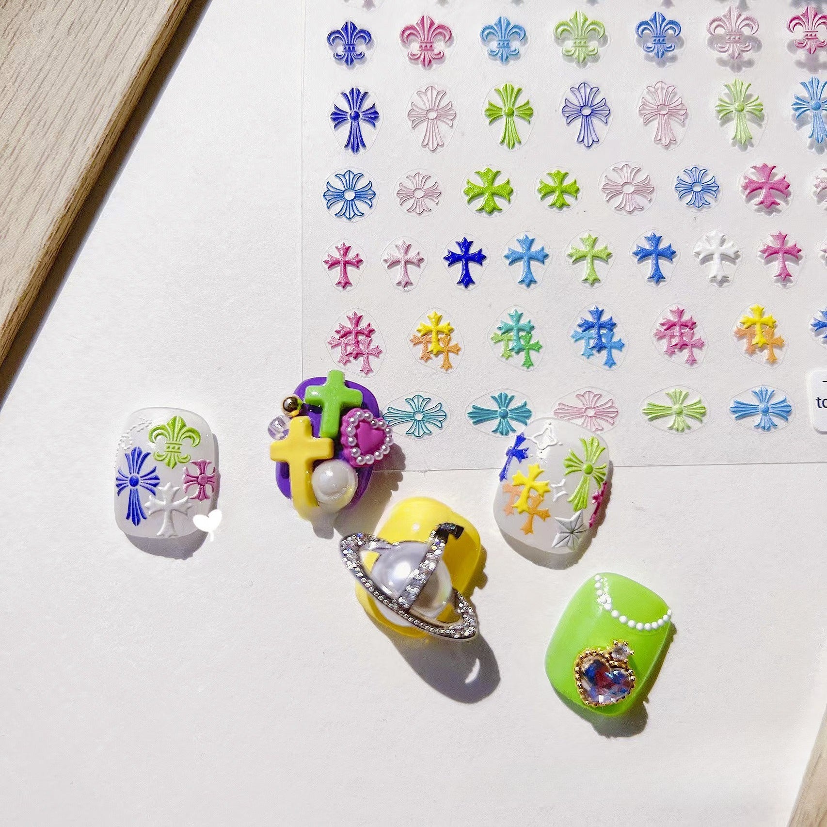 Pastel Crosses – Soft Gothic Nail Art Accent Set