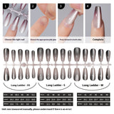 Nail Tips Gradual change cat eye press on nails, wearable fake nail removable sub-code bar prefabricated cat eye press on nails piece