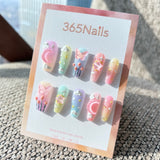 Sweet & Dopamine: "Rainbow Sugar Dream" – Pastel Gradient, Sugar Glitter Texture, 3D Clouds, Aurora Butterfly & Moon Press-on Nails