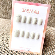 365nails: "Minimalist Stone" – Hand-Painted Line Handmade Short Square Nails