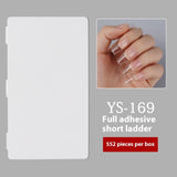 Nail Tips Hot-selling transparent short ladder nail pads 504 pieces C arc seamless nail pads full stickers trapezoidal fake nail press on nails pads