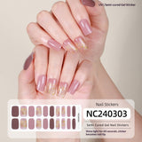 Semi-Cured Gel Nail Strips French Gradient Sparkle Pink Glossy Set (MOQ=3)