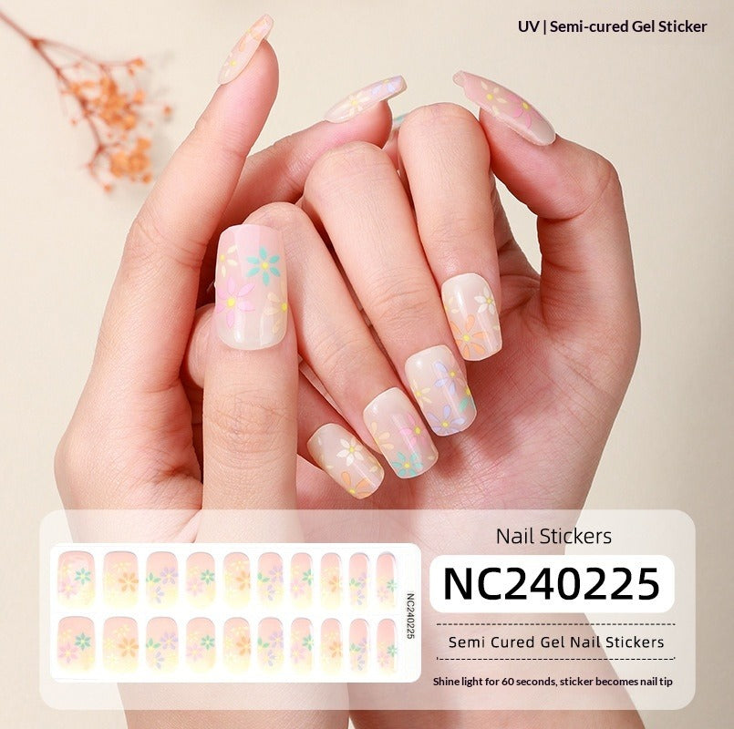 Semi-Cured Gel Nail Strips Gradient French Soft Pink Glossy Set (MOQ=3)