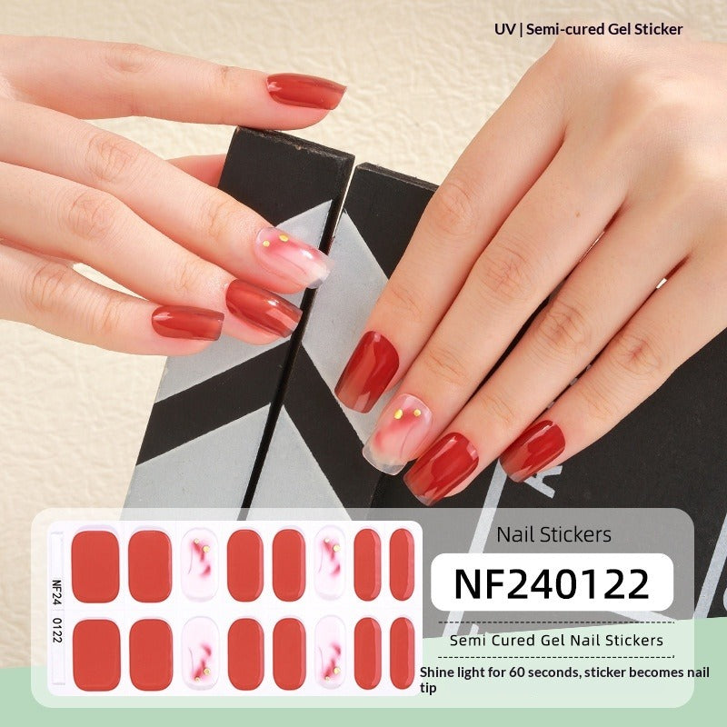 Semi-Cured Gel Nail Strips 3D Foil Heart Glossy Design (MOQ=3)